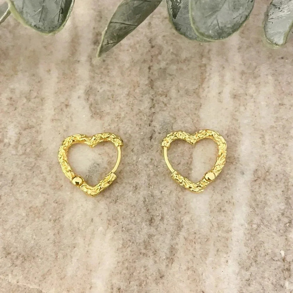 Jewelry - 925 Sterling Silver Dainty Heart Huggie Earrings Small Hoop Earrings